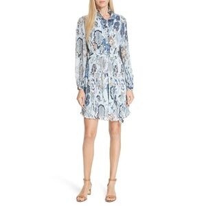 TORY BURCH Deneuve Ruffle Trim Blue Paisley Print Dress | Size 2